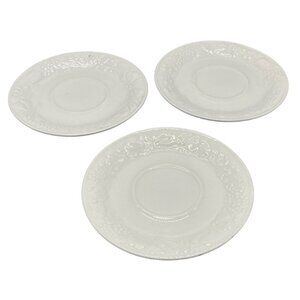lynns stoneware set of 3 plates toast dissert fruit border white .75"x6.25" READ